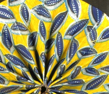 Preview: Afrika Fächer - Farbenfroh und bunt - Glitzer Gelb